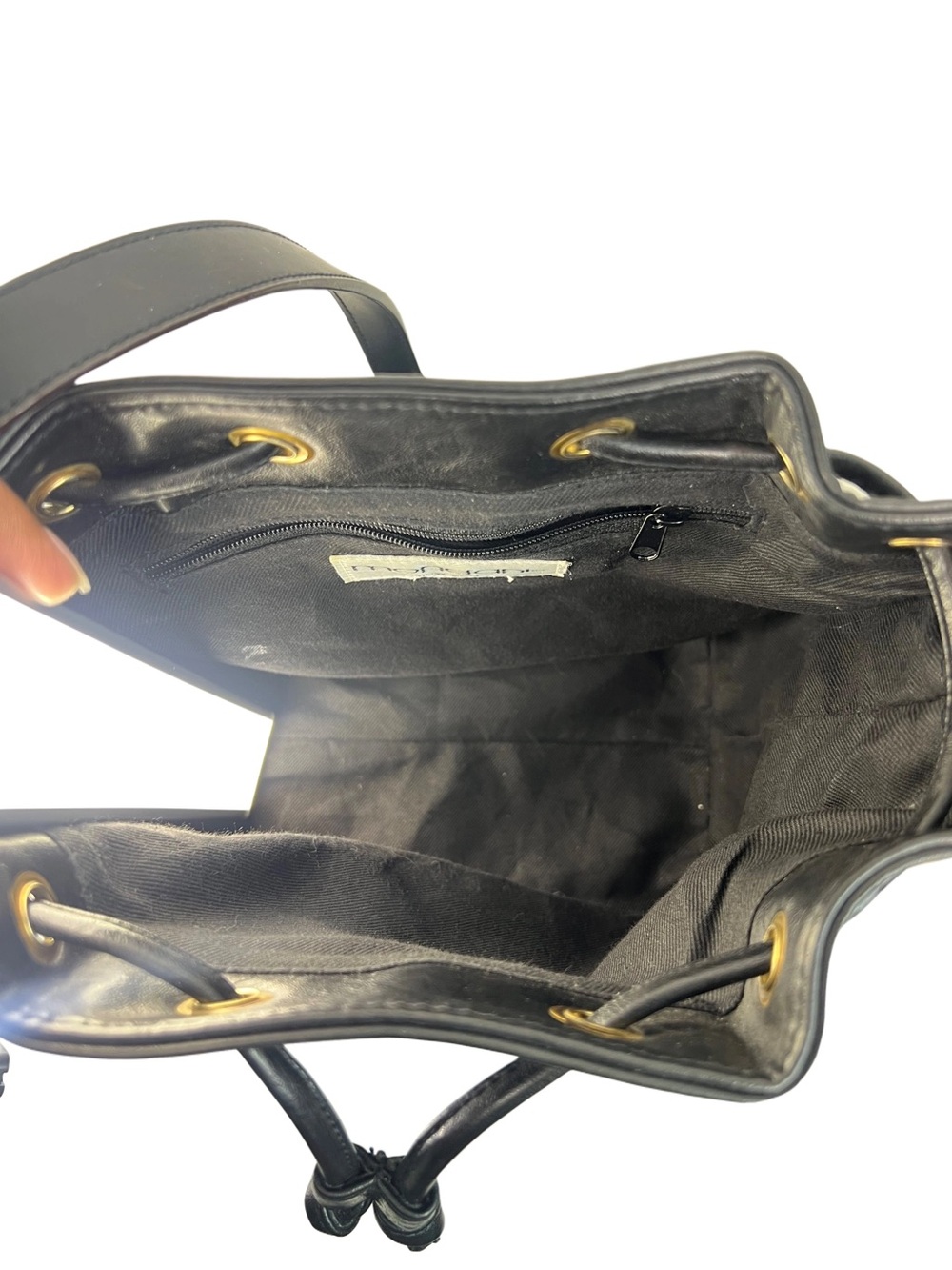 90s Mondani Black Bucket Shoulder Bag With Drawstring Closure - Picture 12 of 13